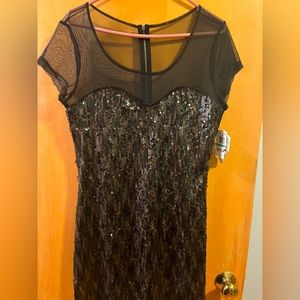 Macys- Belle Du Jour- Size Large, Black Dress With Sequins